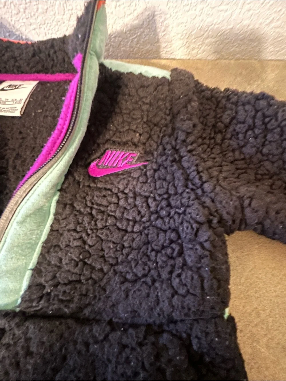 Nike girls Sherpa half zip pullover jacket black mint Purple 4 / 4T (3-4)